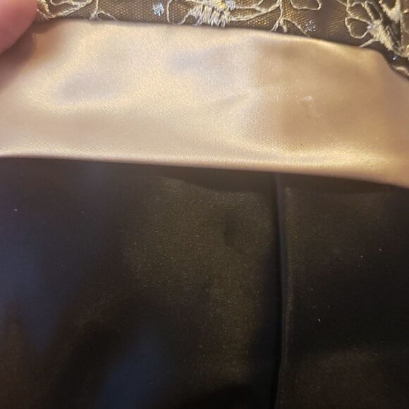 Jessica McClintock Gunne Sax Formal Mini Strapless Embellished Lace Gold Black 5 - Picture 6 of 6